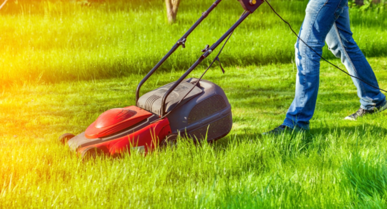 Yeovil Electrics - Outdoor socket installation being used to mow lawn 